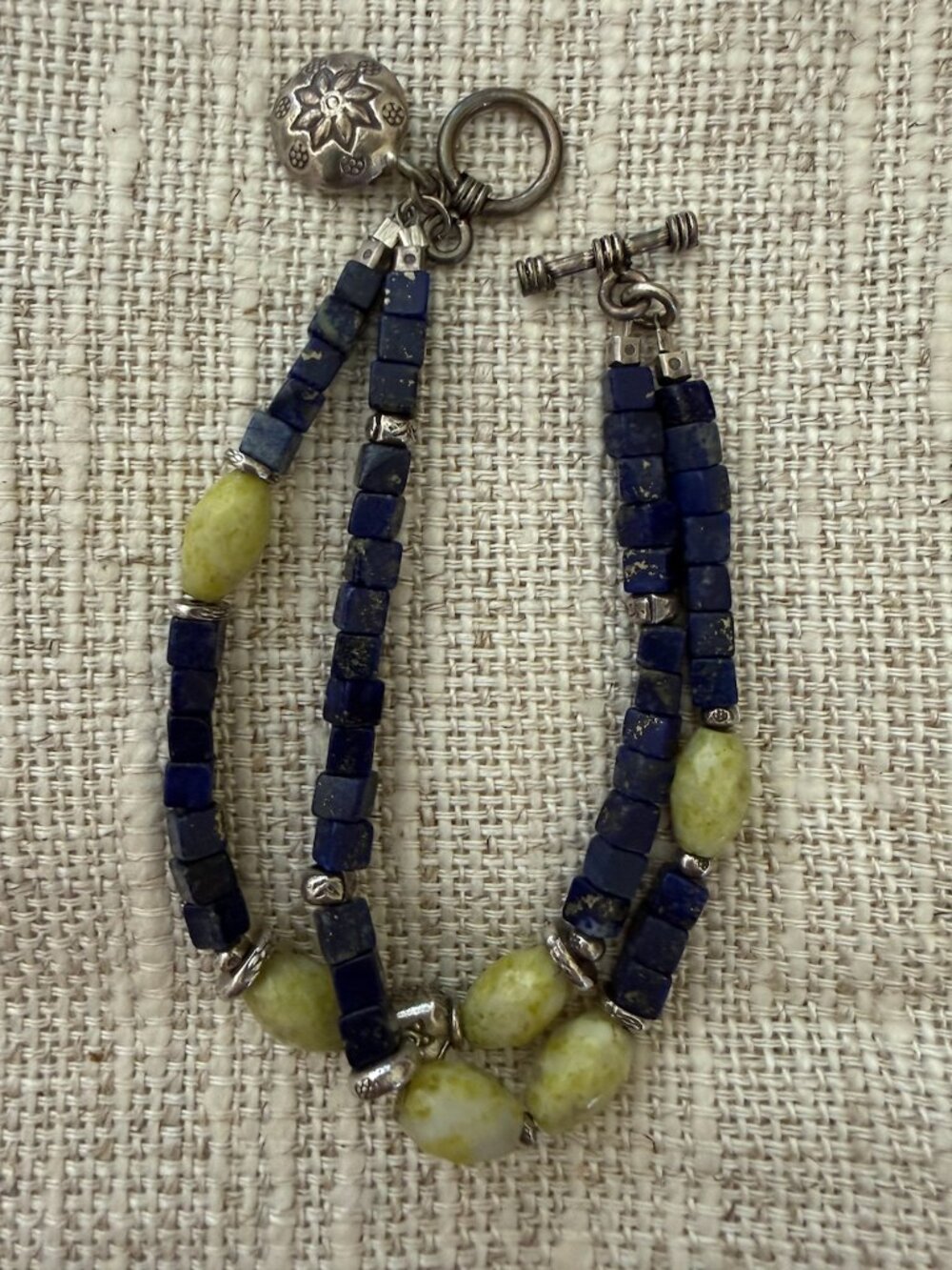 Lapis Lazuli Peridot Jasper Hill Silver Bracelet